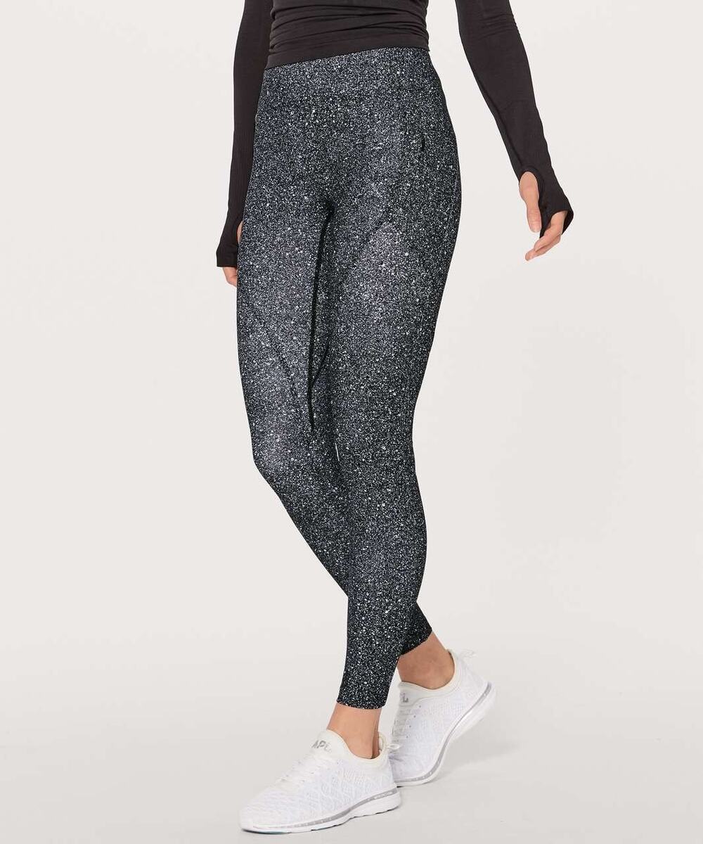 Lululemon Black Speckle Lead the Pack 28" Legging Size 6 Athleisure Workout